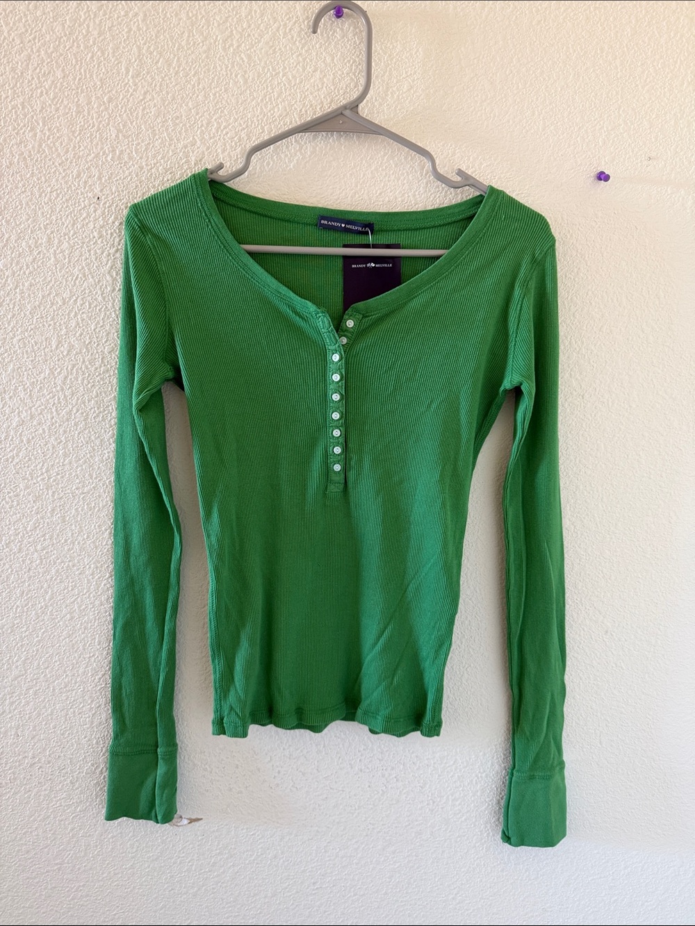 Brandy melville green Ribbed Zelly top